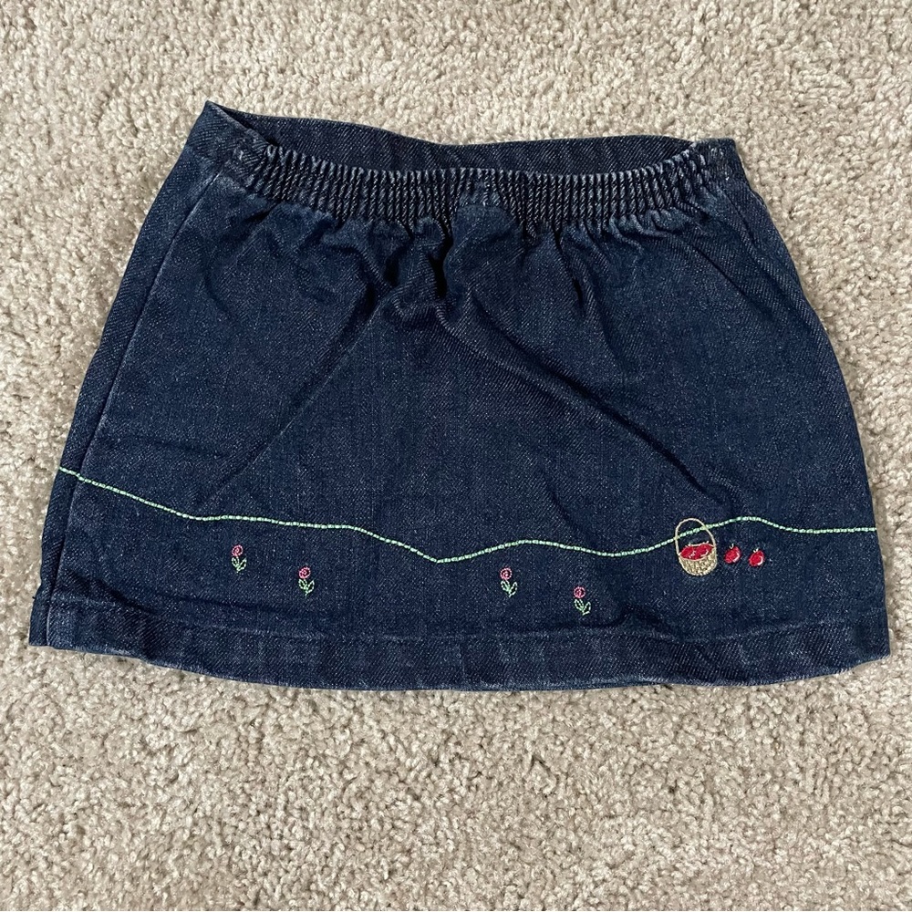Lands End Girls Denim Embroidered Skirt 2T - Picture 3 of 5